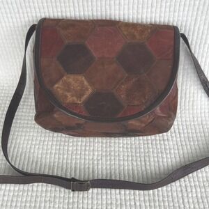 Vintage Patchwork Purse 70's Hobo Messenger Retro 10x9x2.5 Crossbody‎
